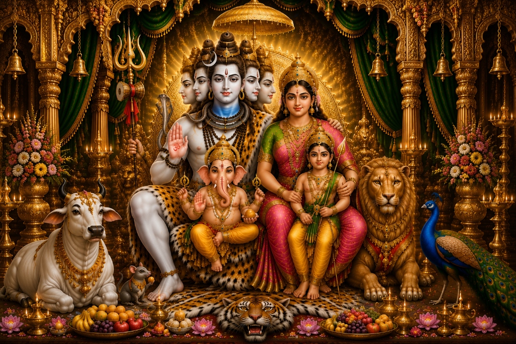 Panchamukha Shiva and Family
